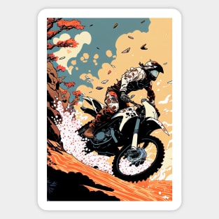 Dirt bike stunt anime style fall Sticker